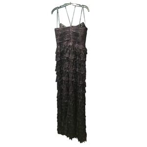 DayMor Couture‎ Purple Fringe Strapless Floor Length Formal Dress